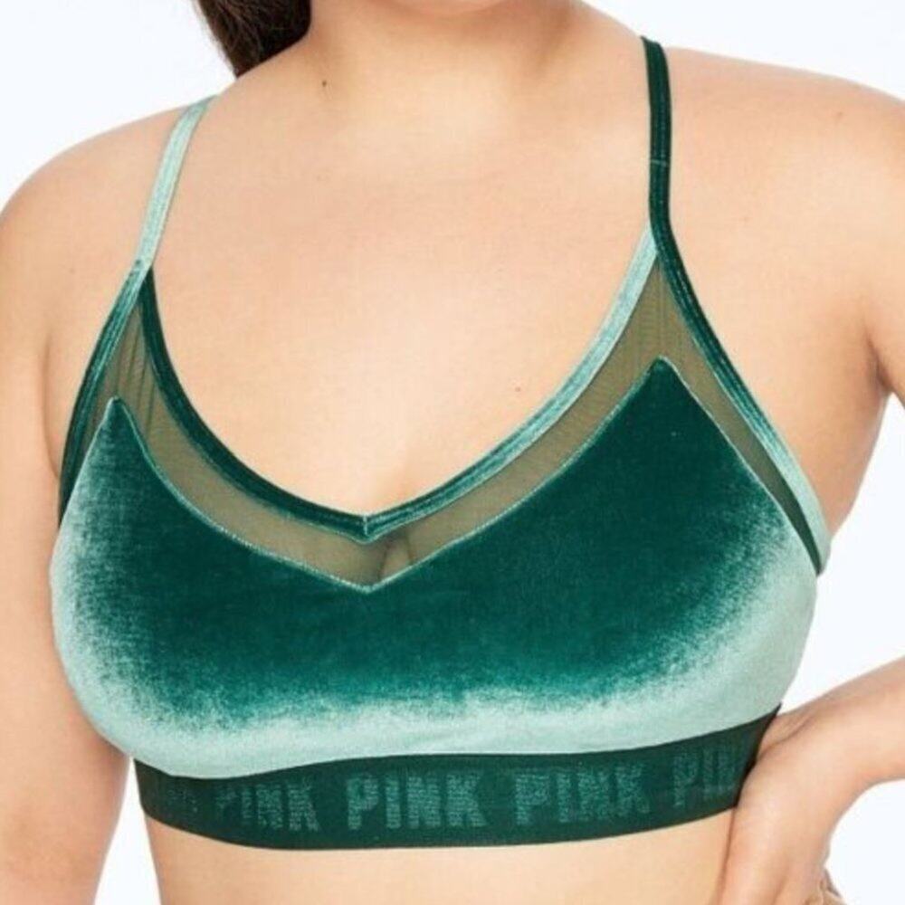 PINK ULTIMATE LIGHTLY-LINED VELVET SPORTS BRA Victorias Secret Teal Blue